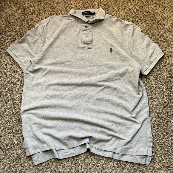 Polo Ralph Lauren Shirt Adult Large Gray Green Pony Logo Casual Short Sleeve Men - Picture 1 of 6